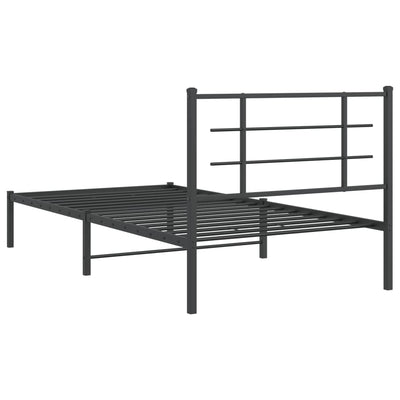 Metal Bed Frame without Mattress with Headboard Black 107x203 cm King Single