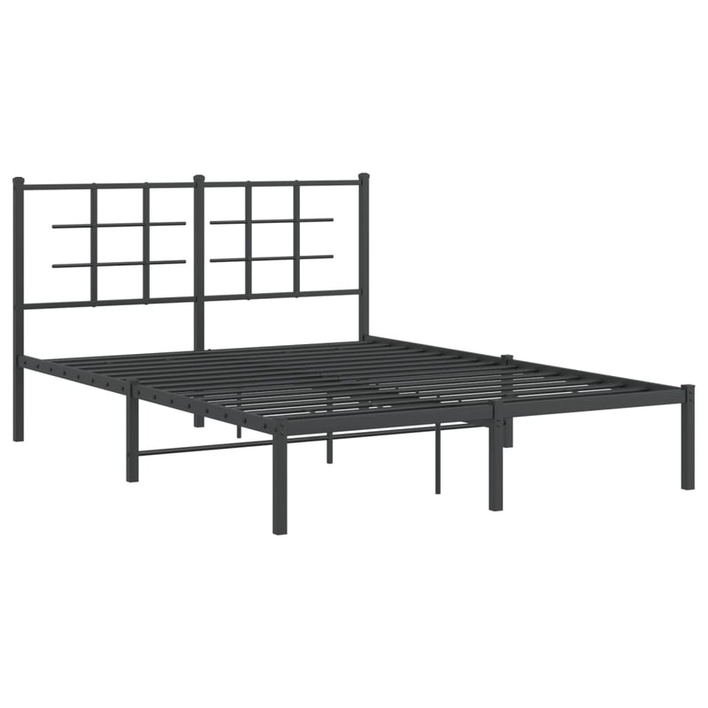 Metal Bed Frame without Mattress with Headboard Black 135x190 cm