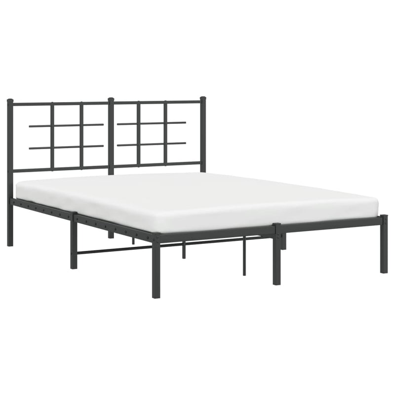 Metal Bed Frame without Mattress with Headboard Black 135x190 cm