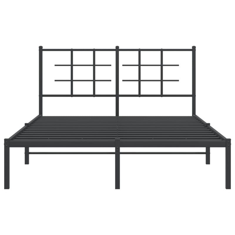 Metal Bed Frame without Mattress with Headboard Black 135x190 cm