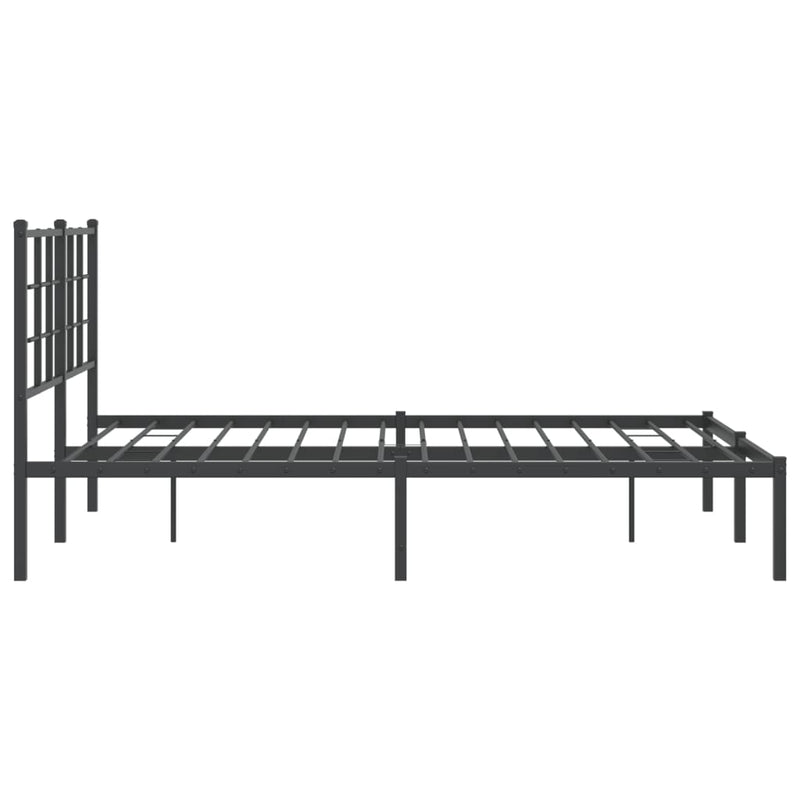 Metal Bed Frame without Mattress with Headboard Black 135x190 cm