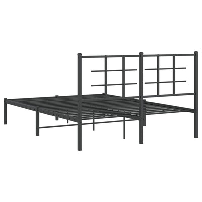 Metal Bed Frame without Mattress with Headboard Black 135x190 cm