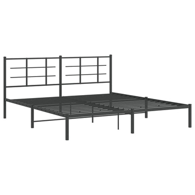 Metal Bed Frame without Mattress with Headboard Black 183x203 cm King