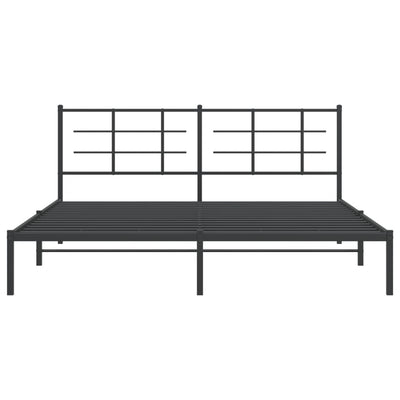 Metal Bed Frame without Mattress with Headboard Black 183x203 cm King