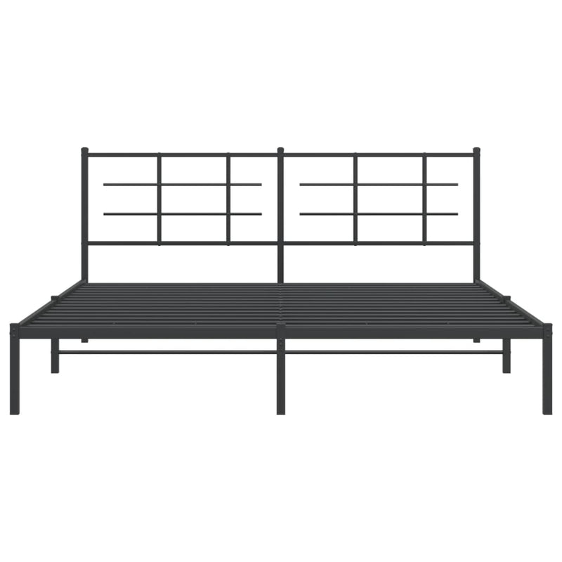 Metal Bed Frame without Mattress with Headboard Black 183x203 cm King