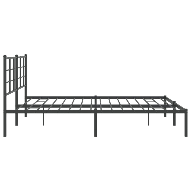 Metal Bed Frame without Mattress with Headboard Black 183x203 cm King