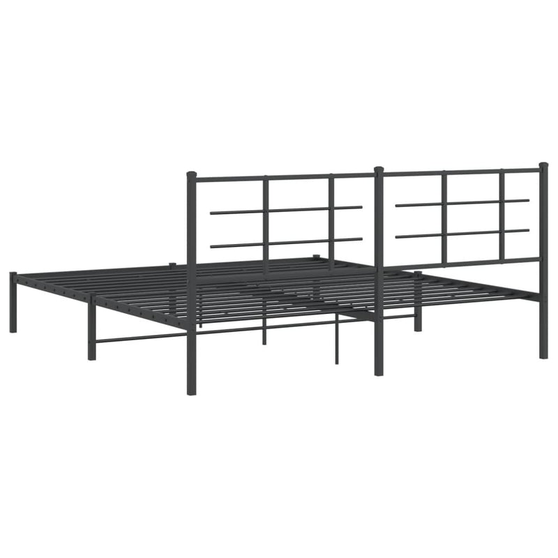 Metal Bed Frame without Mattress with Headboard Black 183x203 cm King