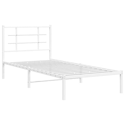 Metal Bed Frame without Mattress with Headboard White 90x190 cm