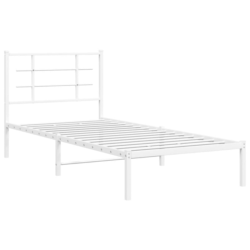 Metal Bed Frame without Mattress with Headboard White 90x190 cm