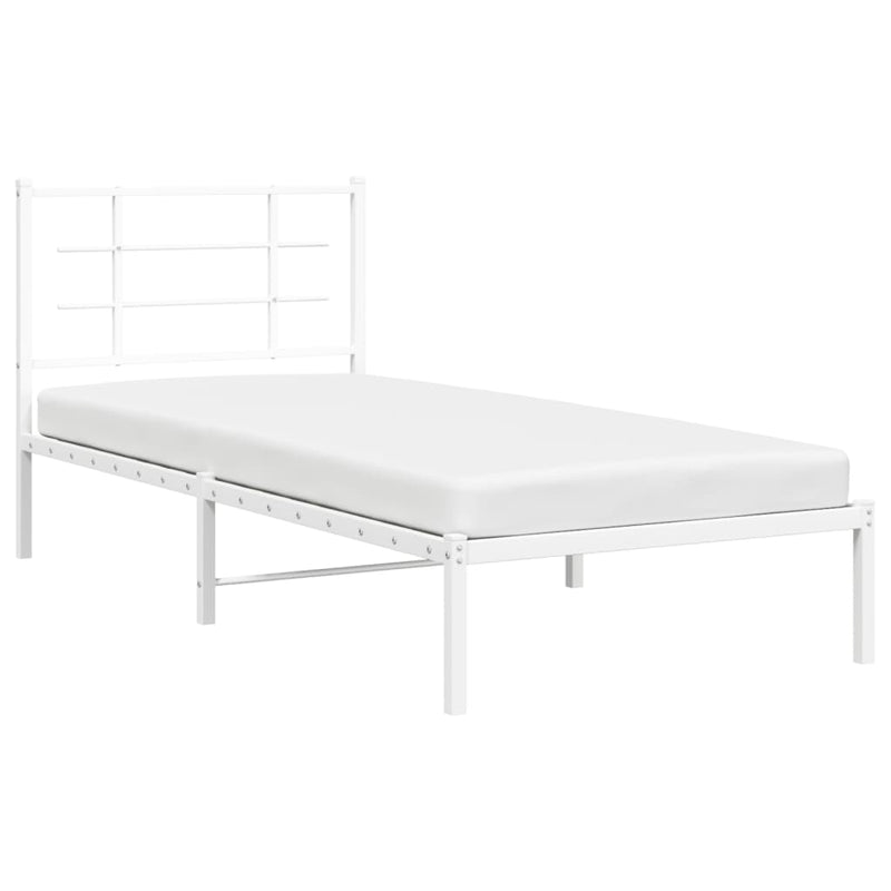 Metal Bed Frame without Mattress with Headboard White 90x190 cm