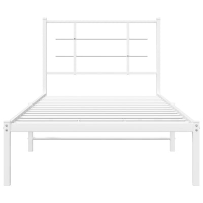 Metal Bed Frame without Mattress with Headboard White 90x190 cm