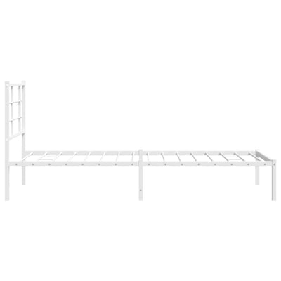 Metal Bed Frame without Mattress with Headboard White 90x190 cm