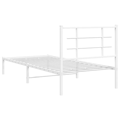 Metal Bed Frame without Mattress with Headboard White 90x190 cm