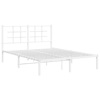 Metal Bed Frame without Mattress with Headboard White 135x190 cm