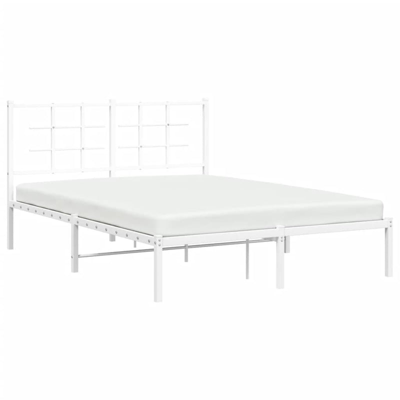 Metal Bed Frame without Mattress with Headboard White 135x190 cm