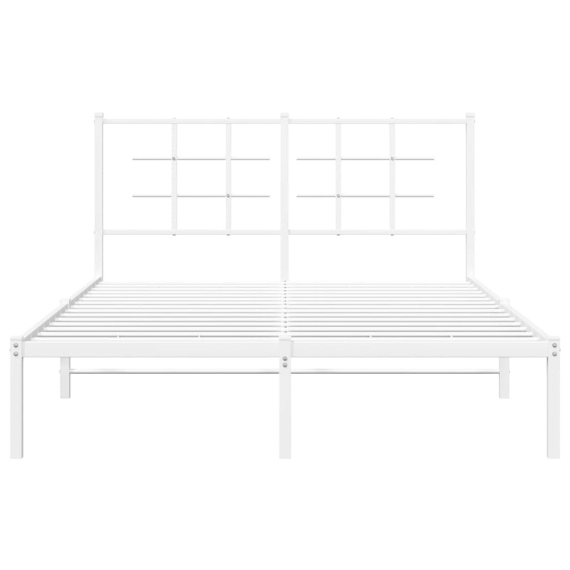 Metal Bed Frame without Mattress with Headboard White 135x190 cm