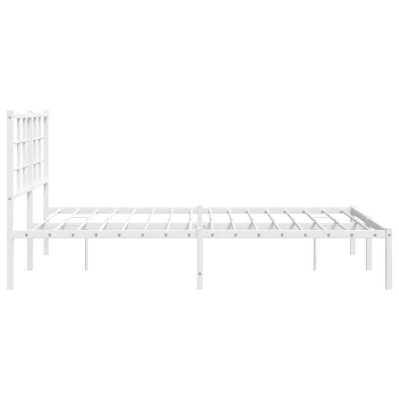 Metal Bed Frame without Mattress with Headboard White 135x190 cm