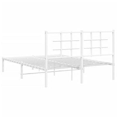 Metal Bed Frame without Mattress with Headboard White 135x190 cm