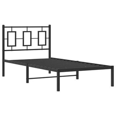 Metal Bed Frame without Mattress with Headboard Black 90x190 cm