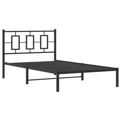 Metal Bed Frame without Mattress with Headboard Black 107x203 cm King Single