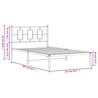 Metal Bed Frame without Mattress with Headboard Black 107x203 cm King Single