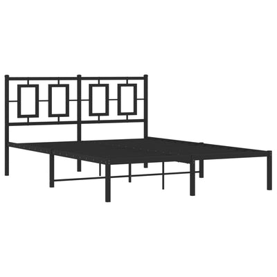 Metal Bed Frame without Mattress with Headboard Black 135x190 cm