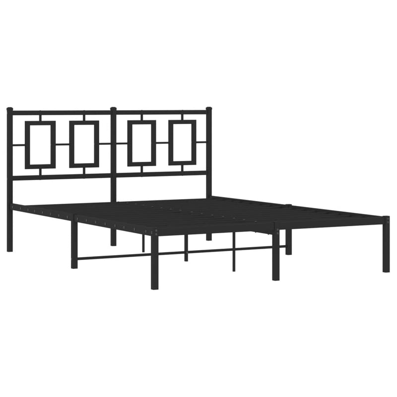 Metal Bed Frame without Mattress with Headboard Black 135x190 cm