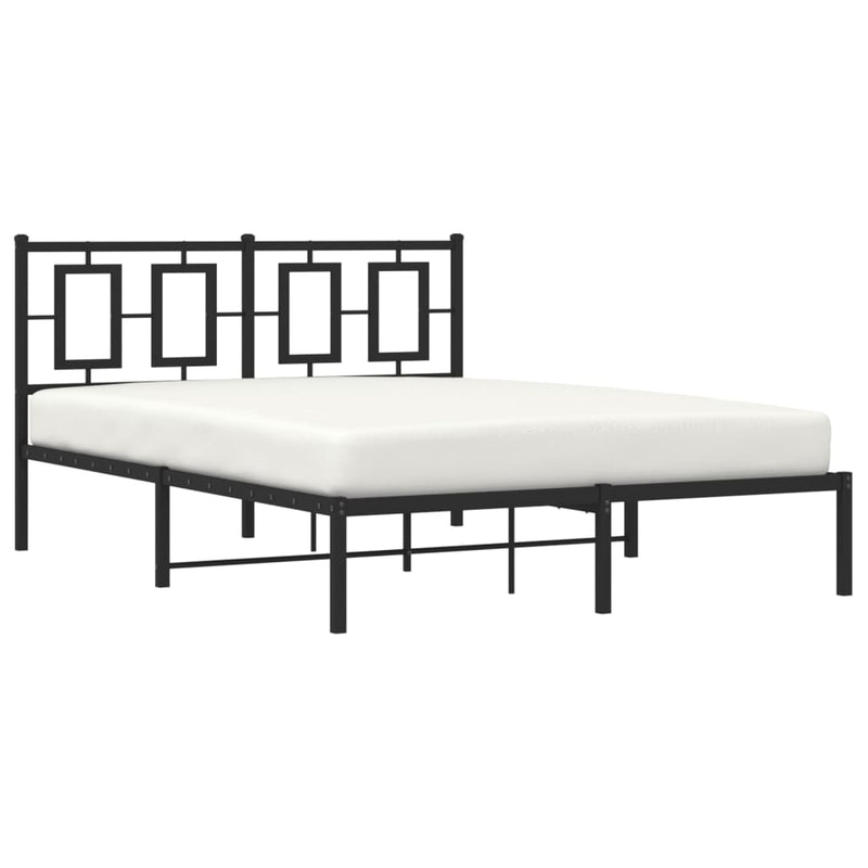 Metal Bed Frame without Mattress with Headboard Black 135x190 cm