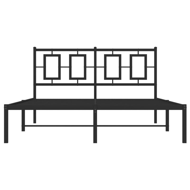 Metal Bed Frame without Mattress with Headboard Black 135x190 cm