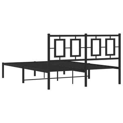 Metal Bed Frame without Mattress with Headboard Black 135x190 cm