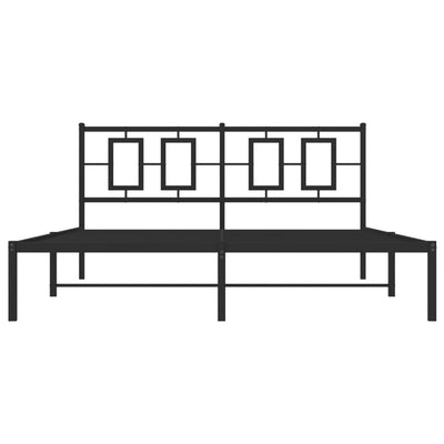 Metal Bed Frame without Mattress with Headboard Black 150x200 cm