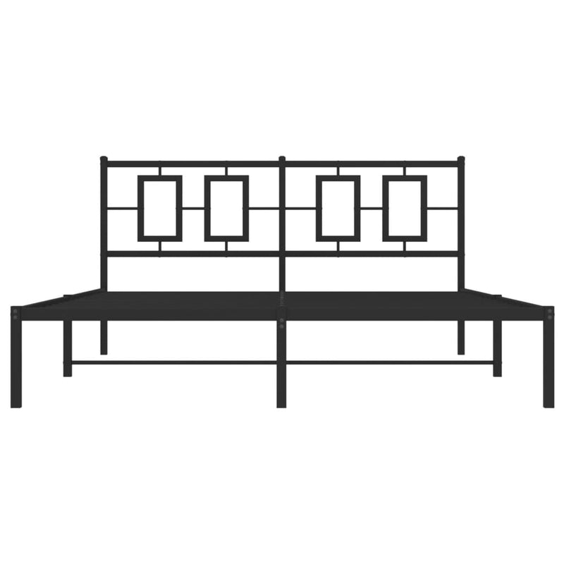 Metal Bed Frame without Mattress with Headboard Black 150x200 cm