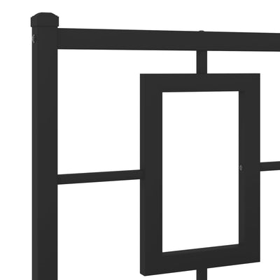 Metal Bed Frame without Mattress with Headboard Black 150x200 cm