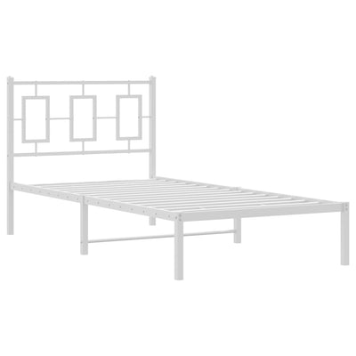 Metal Bed Frame without Mattress with Headboard White 90x190 cm