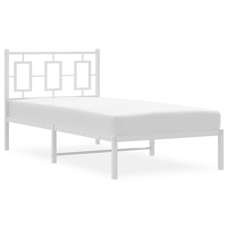 Metal Bed Frame without Mattress with Headboard White 90x190 cm