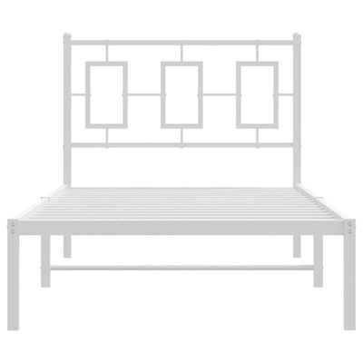 Metal Bed Frame without Mattress with Headboard White 90x190 cm