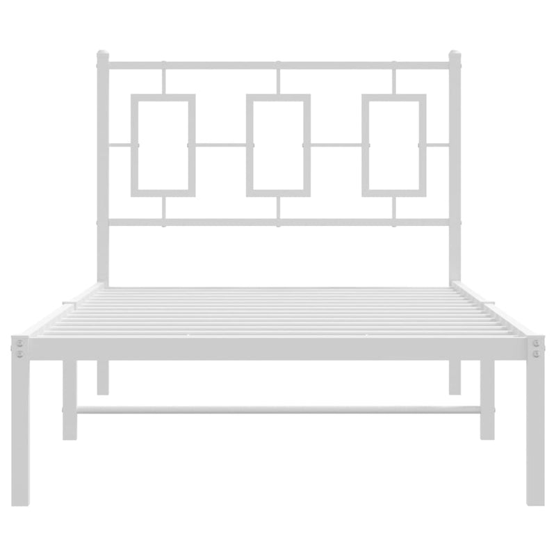 Metal Bed Frame without Mattress with Headboard White 90x190 cm