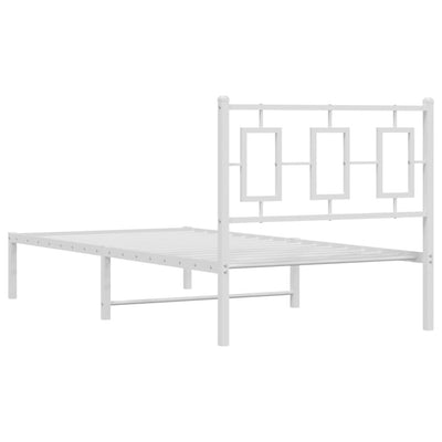 Metal Bed Frame without Mattress with Headboard White 90x190 cm