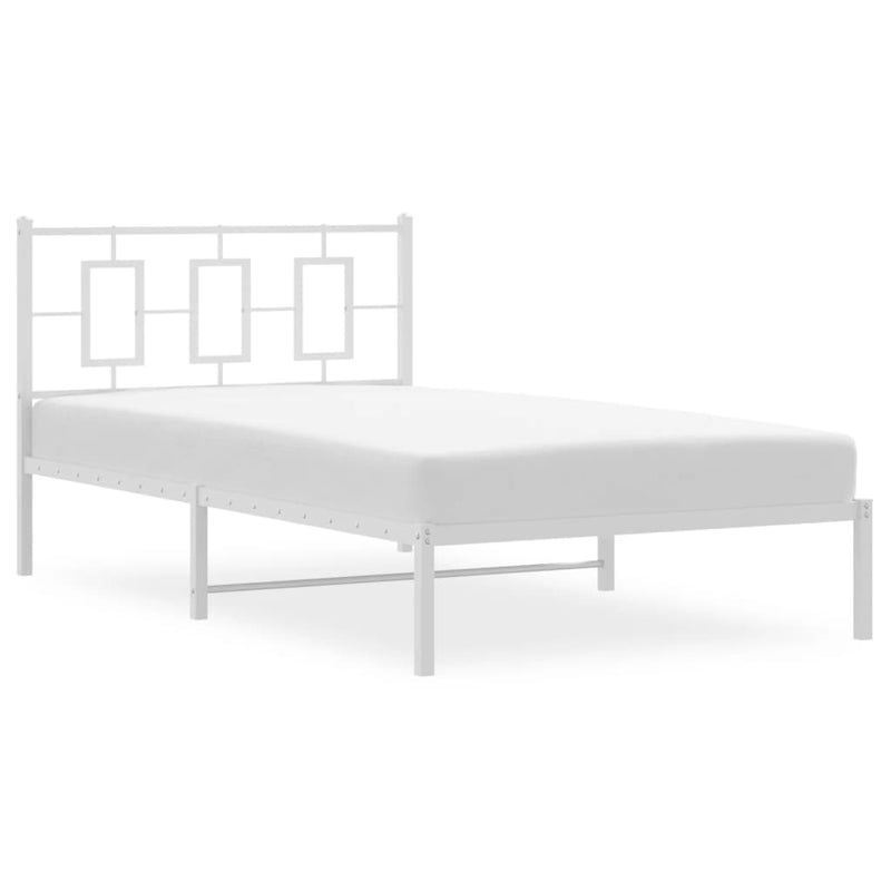 Metal Bed Frame without Mattress with Headboard White 107x203 cm King Single