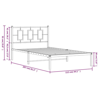 Metal Bed Frame without Mattress with Headboard White 107x203 cm King Single