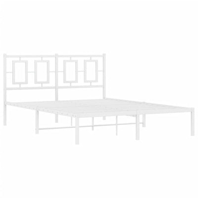 Metal Bed Frame without Mattress with Headboard White 135x190 cm