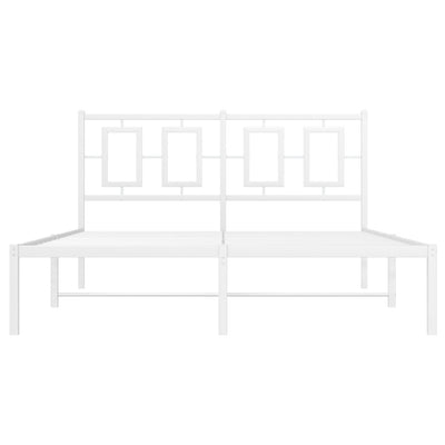 Metal Bed Frame without Mattress with Headboard White 135x190 cm