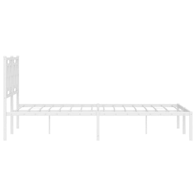 Metal Bed Frame without Mattress with Headboard White 135x190 cm