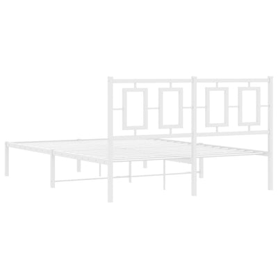 Metal Bed Frame without Mattress with Headboard White 135x190 cm