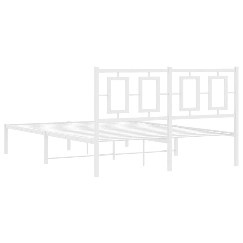 Metal Bed Frame without Mattress with Headboard White 135x190 cm