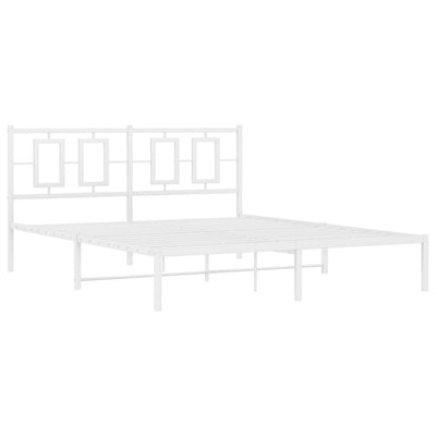 Metal Bed Frame without Mattress with Headboard White 150x200 cm