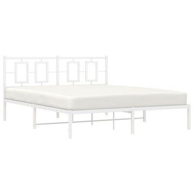 Metal Bed Frame without Mattress with Headboard White 150x200 cm