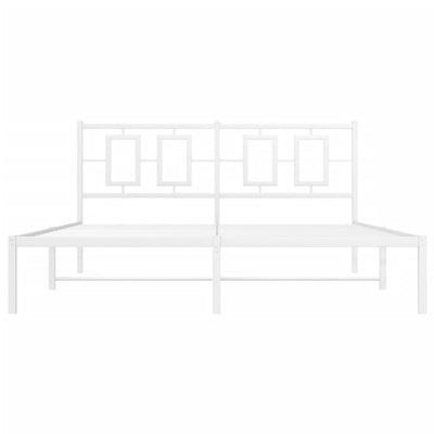 Metal Bed Frame without Mattress with Headboard White 150x200 cm