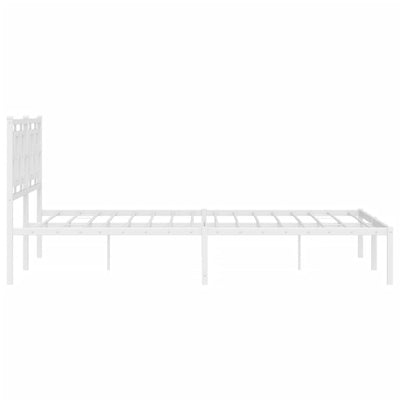 Metal Bed Frame without Mattress with Headboard White 150x200 cm