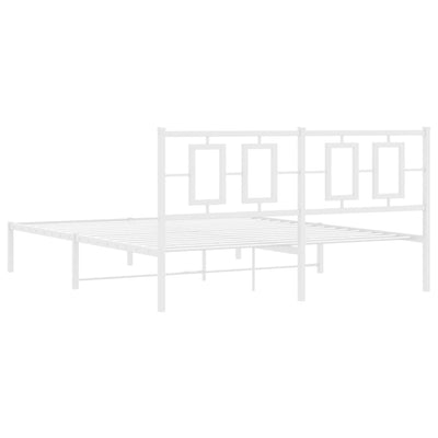 Metal Bed Frame without Mattress with Headboard White 150x200 cm